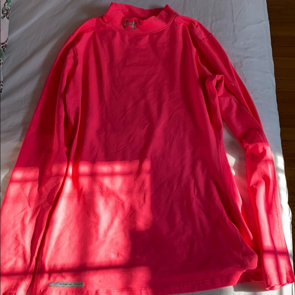 Neon pink Under Armor Cold gear mock